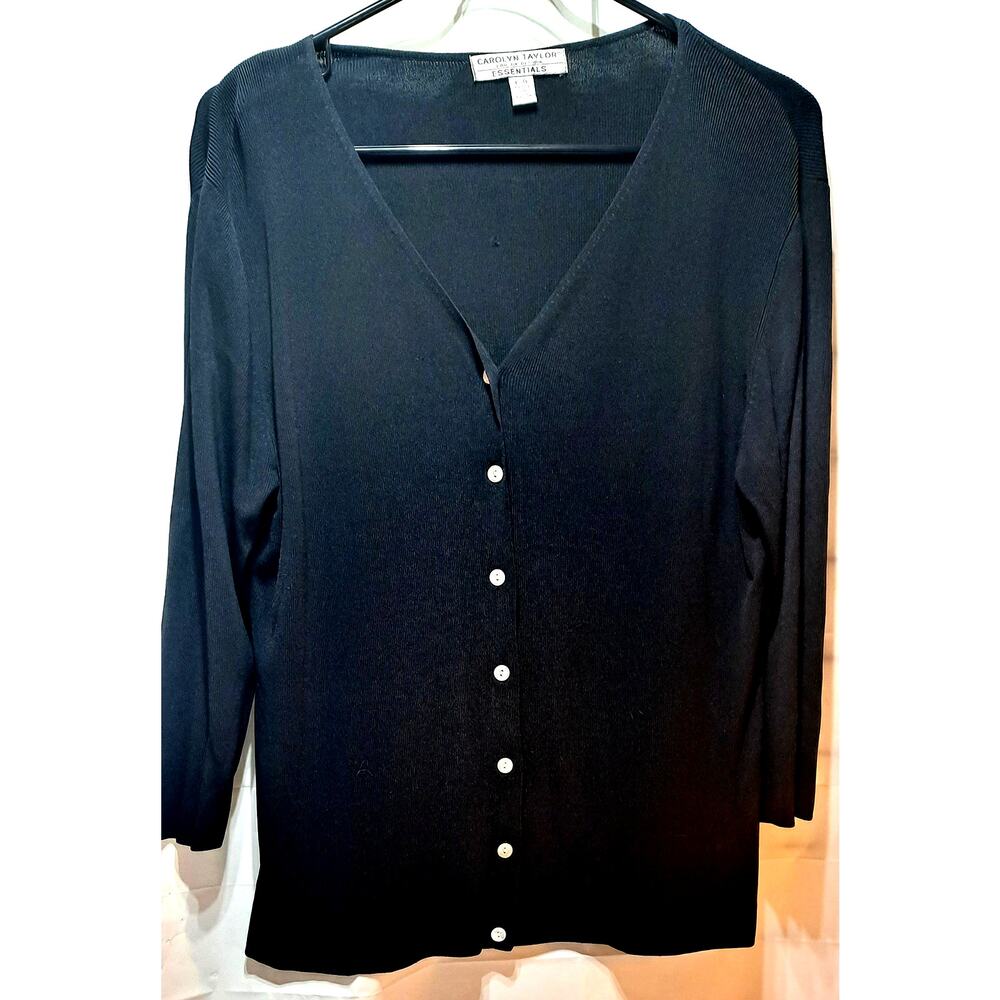 Dressy Carolyn Taylor Front Button Black Top - L